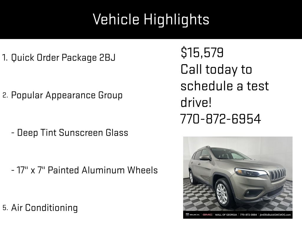 used 2019 Jeep Cherokee car, priced at $15,579
