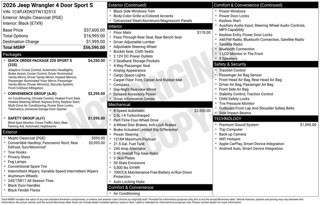 new 2026 Jeep Wrangler car, priced at $50,732