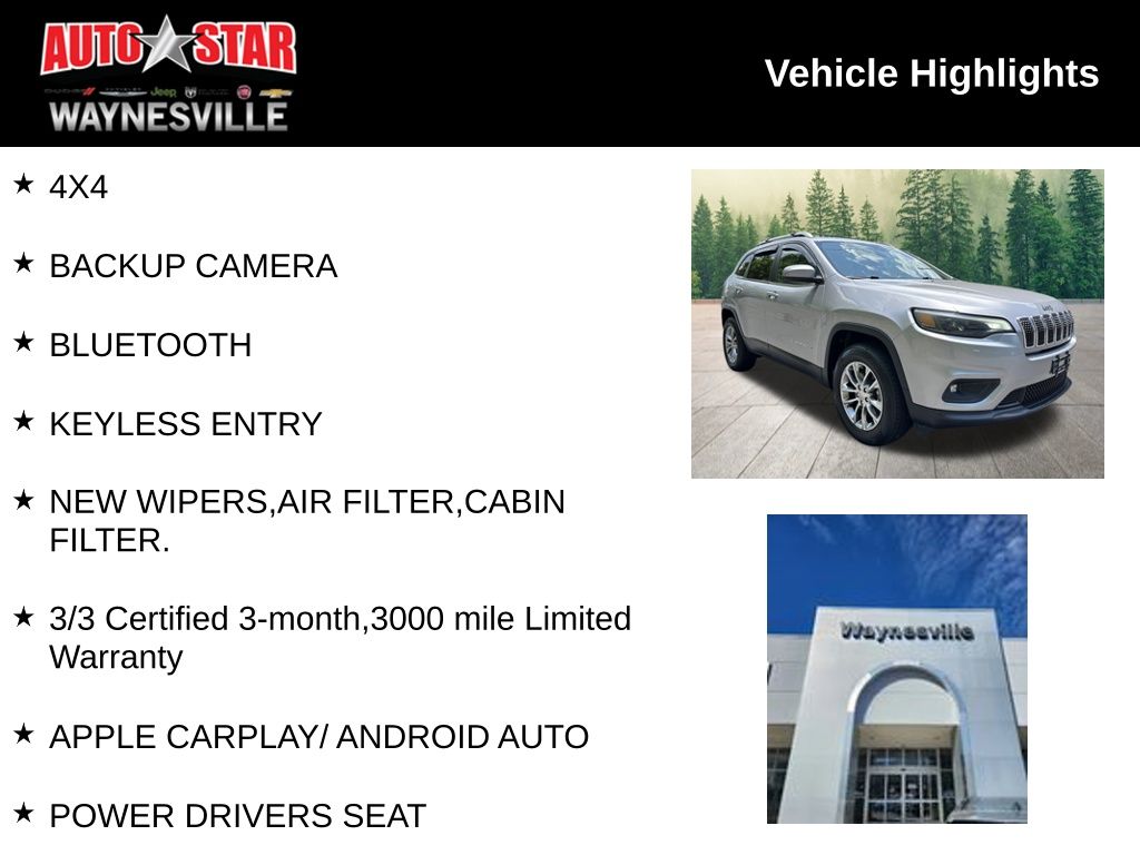 used 2019 Jeep Cherokee car, priced at $15,500