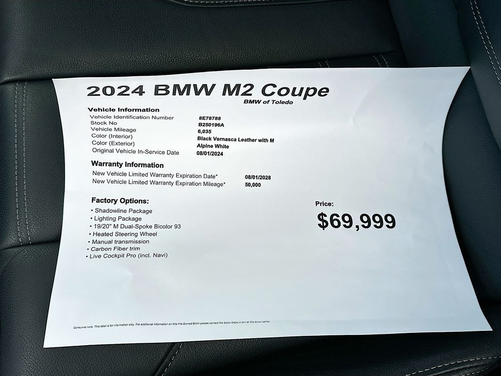 used 2024 BMW M2 car, priced at $61,499