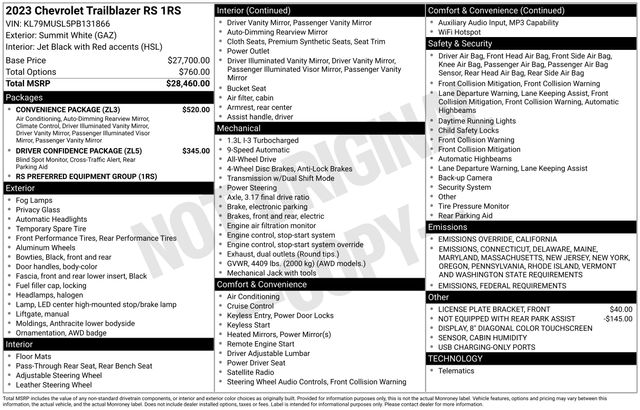 used 2023 Chevrolet TrailBlazer car, priced at $23,295