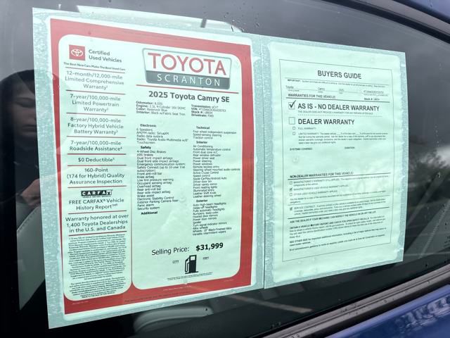 used 2025 Toyota Camry car, priced at $31,699