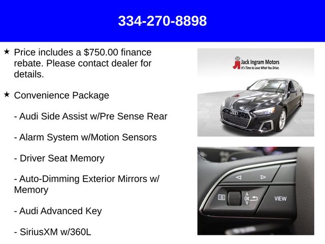 new 2024 Audi A5 Sportback car, priced at $45,431