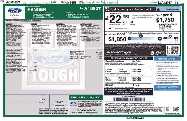 used 2020 Ford Ranger car, priced at $26,399