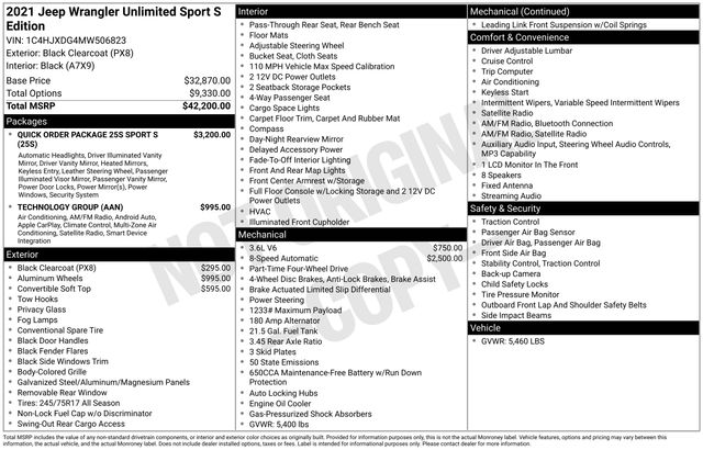 used 2021 Jeep Wrangler car, priced at $25,799