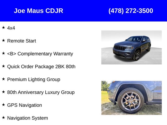 used 2021 Jeep Grand Cherokee car, priced at $25,787