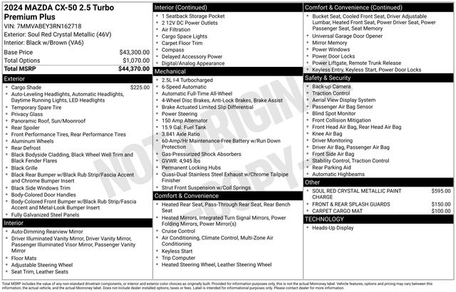 used 2024 Mazda CX-50 car, priced at $35,199