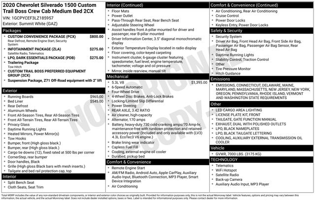 used 2020 Chevrolet Silverado 1500 car, priced at $35,499