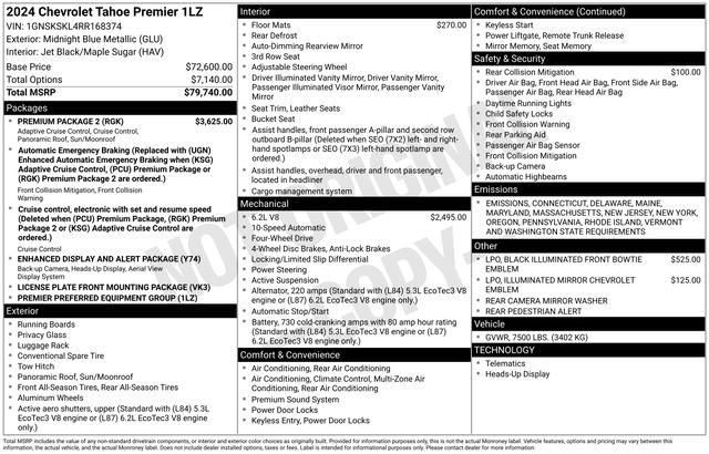 used 2024 Chevrolet Tahoe car, priced at $69,699