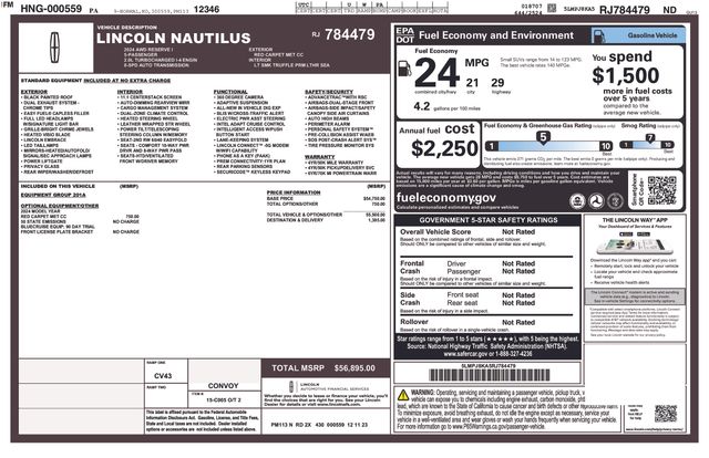 used 2024 Lincoln Nautilus car, priced at $44,999