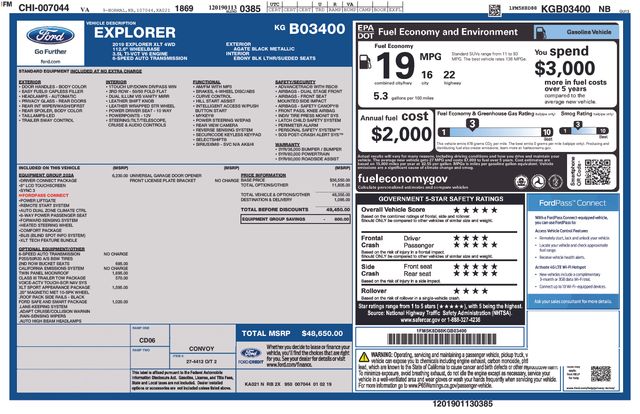 used 2019 Ford Explorer car, priced at $19,999