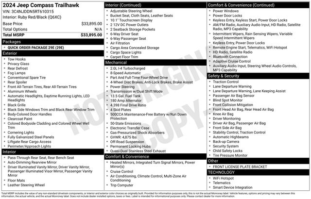 used 2024 Jeep Compass car, priced at $26,472