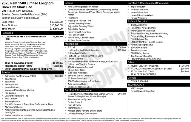 used 2023 Ram 1500 car, priced at $49,999