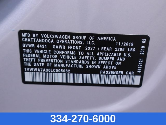 used 2020 Volkswagen Passat car, priced at $14,999