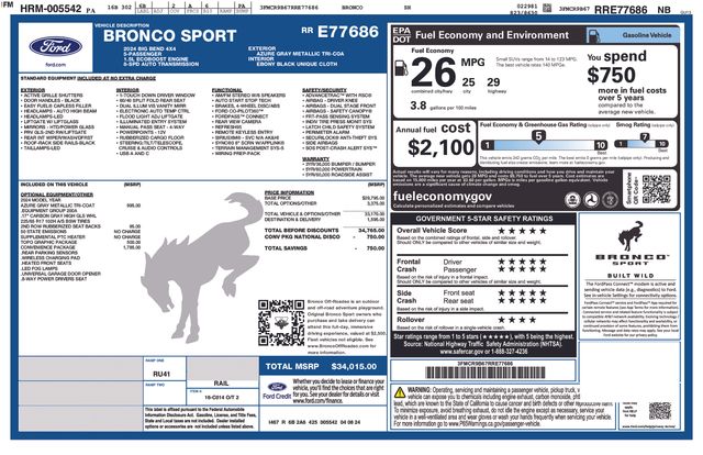 used 2024 Ford Bronco Sport car, priced at $27,999