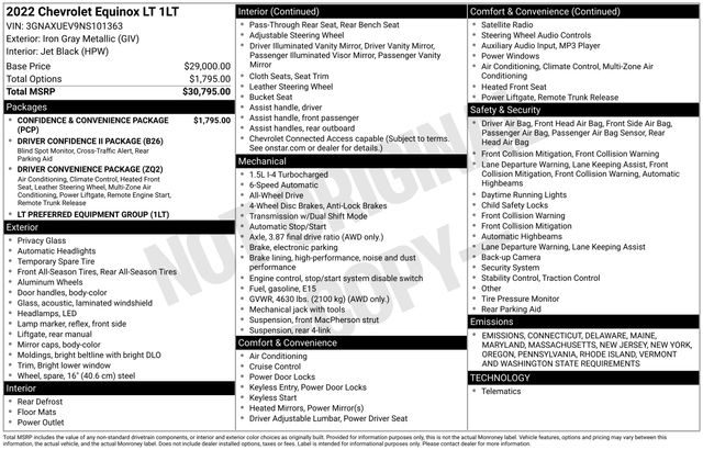used 2022 Chevrolet Equinox car, priced at $22,433