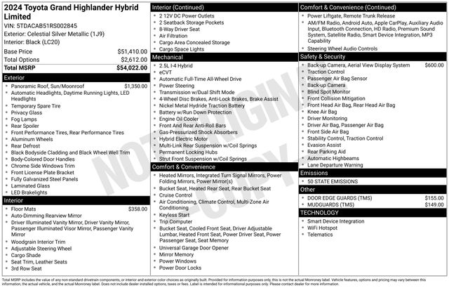 used 2024 Toyota Grand Highlander Hybrid car, priced at $49,999